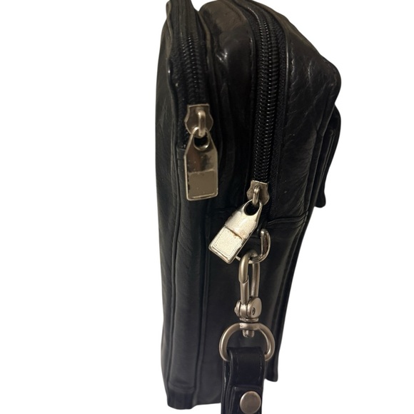 Wilson’s  leather Men's Black Leather Wristlet Bag. Pure leather with slots - Picture 11 of 11